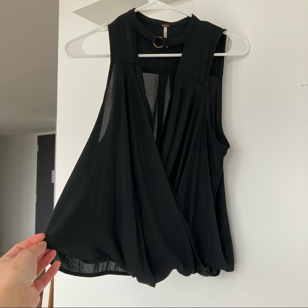 Free People | Black Tank w/ Bronze Detail